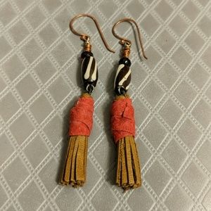 Artisan leather earrings